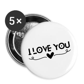 I love you - Buttons small 1''/25 mm (5-pack) - white - Front