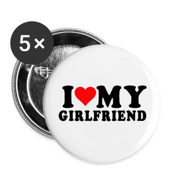 i love my girlfriend - Lot de 5 petits badges (25 mm) - blanc - Devant