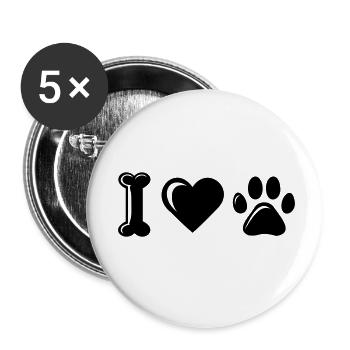 I love dogs - Buttons klein 25 mm (5er Pack) - Weiß - Vorne