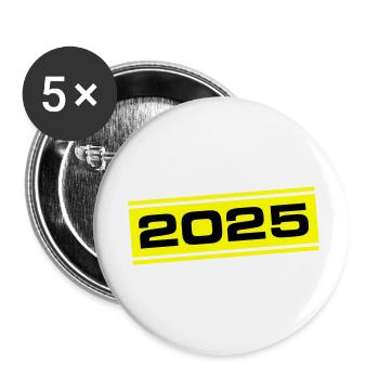 2025 Jahr - Buttons klein 25 mm (5er Pack) - Weiß - Vorne