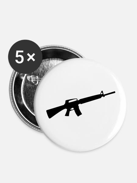waffe gun - Buttons klein 25 mm (5er Pack) - Weiß