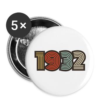 1932 Retro Jahrgang - Buttons klein 25 mm (5er Pack) - Weiß - Vorne