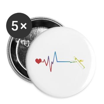 Zigarre Puls Herzschlag - Buttons klein 25 mm (5er Pack) - Weiß - Vorne