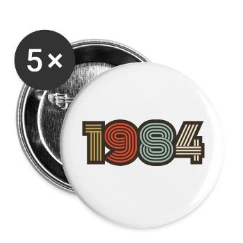 1984 rétro vintage - Lot de 5 petits badges (25 mm) - blanc - Devant
