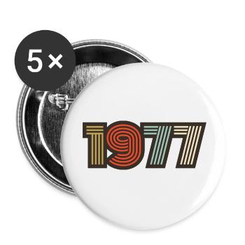 1977 rétro vintage - Lot de 5 petits badges (25 mm) - blanc - Devant