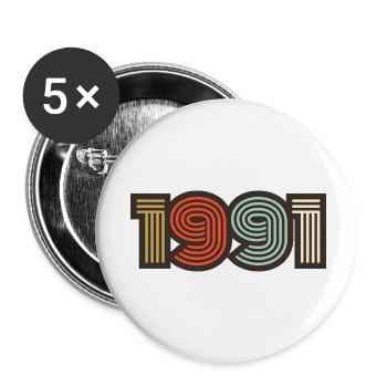 1991 rétro vintage - Lot de 5 petits badges (25 mm) - blanc - Devant
