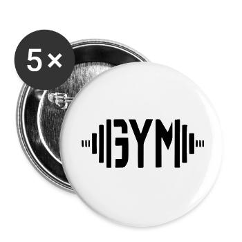 salle de sport - Lot de 5 petits badges (25 mm) - blanc - Devant