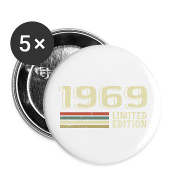 Born in 1969 Birthday 1969 Vintage 1969 - Buttons small 1''/25 mm (5-pack) - white - Front
