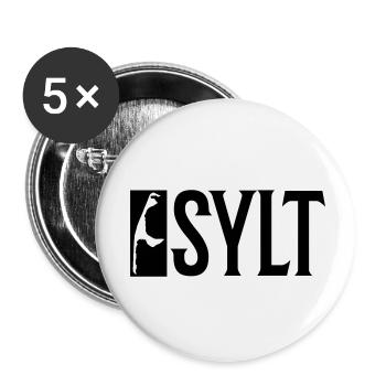 Sylt Urlaub - Buttons klein 25 mm (5er Pack) - Weiß - Vorne
