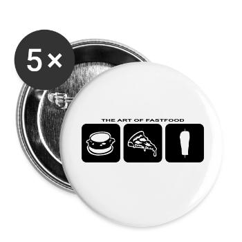 Fast food food drink burgers fries pizza - Buttons small 1''/25 mm (5-pack) - white - Front