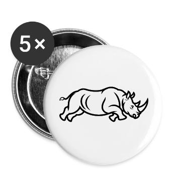 Mighty Rhino - Sauberes Tierdesign - Buttons klein 25 mm (5er Pack) - Weiß - Vorne