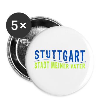 Stuttgart CITY OF MY FATHERS (vector illustration) - Buttons small 1''/25 mm (5-pack) - white - Front