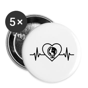 Heart Travel Globe - Buttons small 1''/25 mm (5-pack) - white - Front