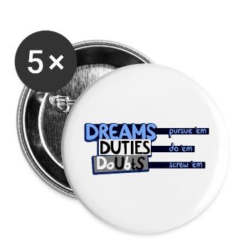 The Three Ds - Buttons klein 25 mm (5er Pack) - Weiß - Vorne