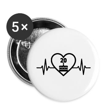Heart Birthday 20 Years Cake - Buttons small 1''/25 mm (5-pack) - white - Front