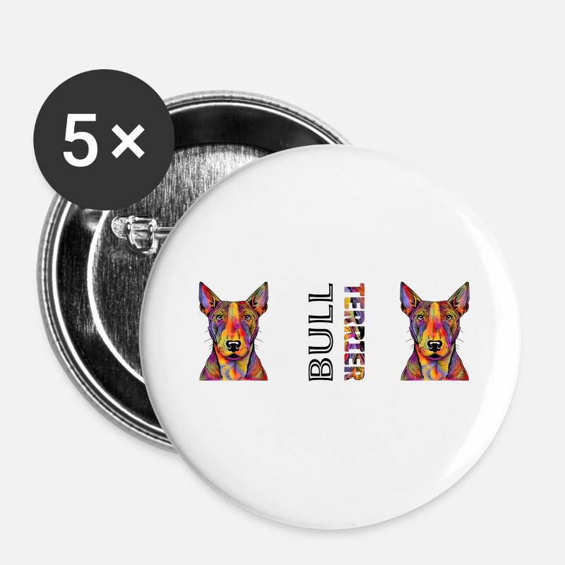 Bullterrier - Buttons klein 25 mm (5er Pack) - Weiß