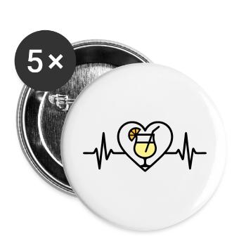 Piña Colada Cocktail Cœur Tropical - Lot de 5 petits badges (25 mm) - blanc - Devant