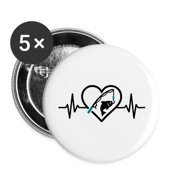 Fishing Heart Fish Nature Passion - Buttons small 1''/25 mm (5-pack) - white - Front