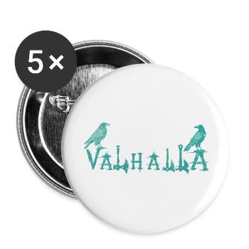Valhalla Runenraben Stil Shirt - Buttons klein 25 mm (5er Pack) - Weiß - Vorne
