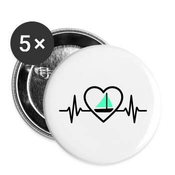 Navigation de cœur – Bateau de la passion - Lot de 5 petits badges (25 mm) - blanc - Devant