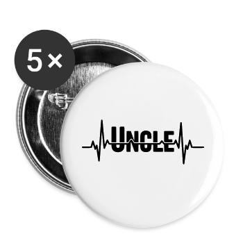Uncle Schriftzug mit Herzschlag - Buttons klein 25 mm (5er Pack) - Weiß - Vorne