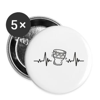 Djembe African Percussion Rhythm Music Herz - Buttons klein 25 mm (5er Pack) - Weiß - Vorne