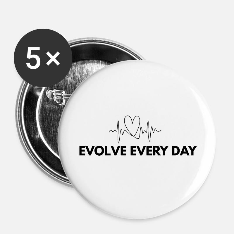 Evolve Every Day Shirt – Growth Mindset Print - Buttons klein 25 mm (5er Pack) - Weiß