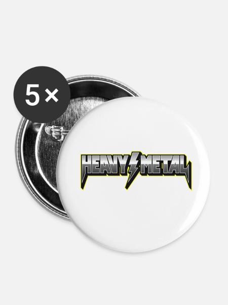 Heavy Metal 3D-Logo mit Blitz - Buttons klein 25 mm (5er Pack) - Weiß