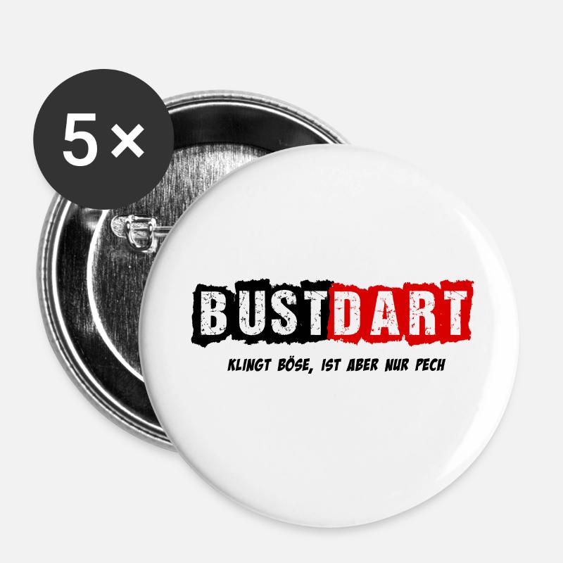 Dart, Darts, BustDart - Buttons klein 25 mm (5er Pack) - Weiß