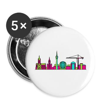 Glasgow City Skyline Clyde Arc Moderne Linienkunst - Buttons klein 25 mm (5er Pack) - Weiß - Vorne