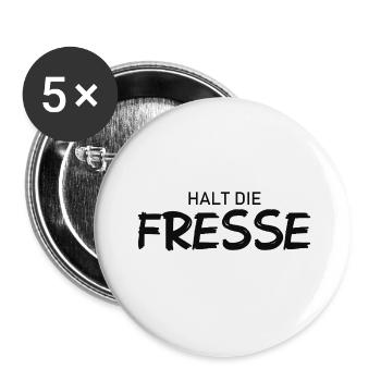 Halt die Fresse - Cooler Spruch - Buttons klein 25 mm (5er Pack) - Weiß - Vorne