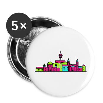 Graz City Skyline Clock Tower Modern Line Art - Buttons small 1''/25 mm (5-pack) - white - Front