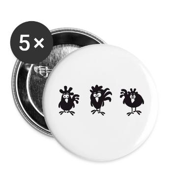Fans de poulet - Coq - Coq - Poulet de soie - Bio - Lot de 5 petits badges (25 mm) - blanc - Devant