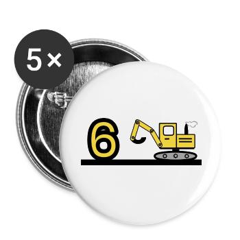 Bagger - Buttons klein 25 mm (5er Pack) - Weiß - Vorne