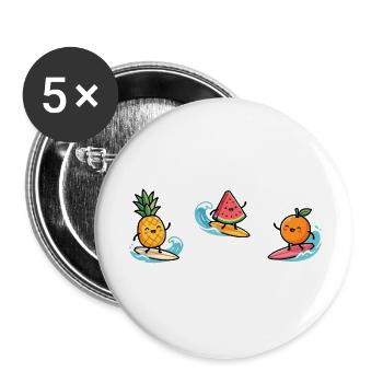 Fruit Cocktail Surfer : Divertissement Tropical Summer - Lot de 5 petits badges (25 mm) - blanc - Devant