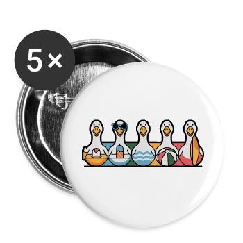 Reihe von Sommergänsen - Buttons klein 25 mm (5er Pack) - Weiß - Vorne