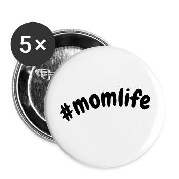 Momlife Hashtag Cute Minimalist Mama Shirt - Buttons klein 25 mm (5er Pack) - Weiß - Vorne