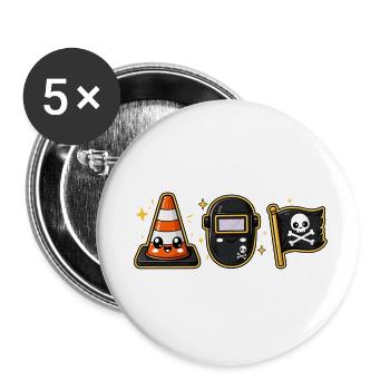 Baustelle Bauarbeiter Pirat - Buttons klein 25 mm (5er Pack) - Weiß - Vorne