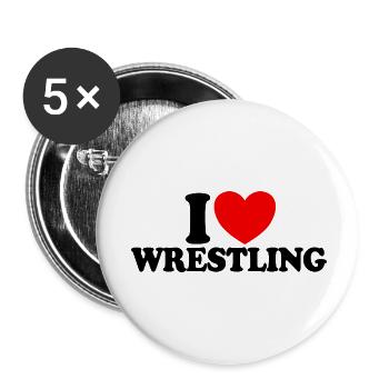 J’adore la lutte - Lot de 5 petits badges (25 mm) - blanc - Devant