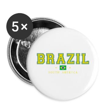 Brazil - Buttons small 1''/25 mm (5-pack) - white - Front