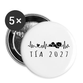 Tía 2027 Latido del Corazón Annonce Embarazo - Lot de 5 petits badges (25 mm) - blanc - Devant