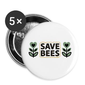 Save Bees Bees Flowers Conservation Beekeeper - Buttons small 1''/25 mm (5-pack) - white - Front