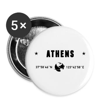 Athens Greece Coordinates Planet Earth - Buttons small 1''/25 mm (5-pack) - white - Front