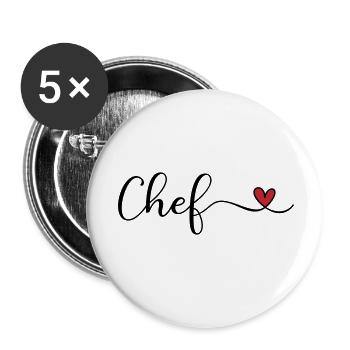 Chef - Buttons klein 25 mm (5er Pack) - Weiß - Vorne