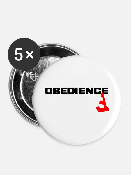 Obedience mit Pylone - Buttons klein 25 mm (5er Pack) - Weiß