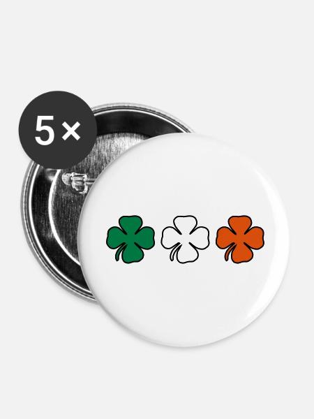 irish klee - Buttons klein 25 mm (5er Pack) - Weiß