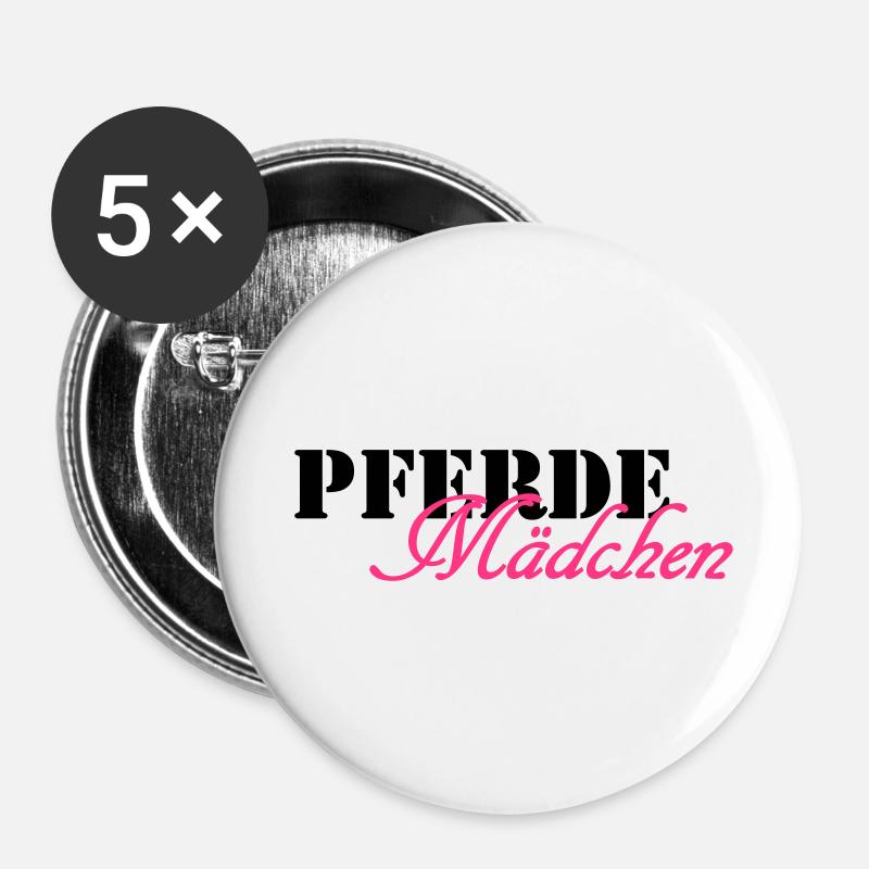 Pferdemädchen - Buttons klein 25 mm (5er Pack) - Weiß