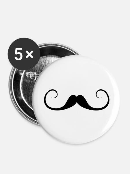 mustaches - Buttons klein 25 mm (5er Pack) - Weiß