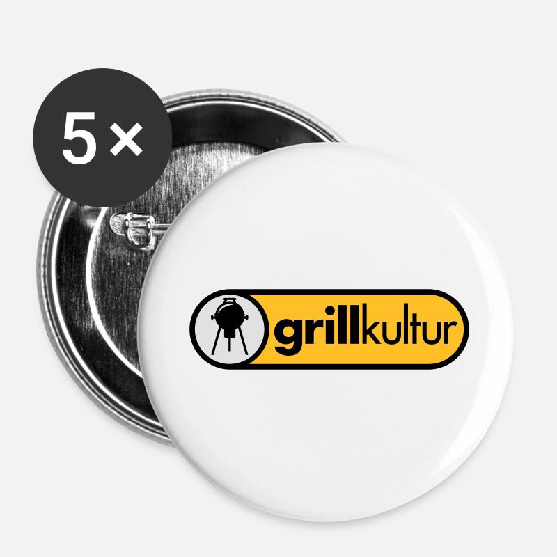 grillkultur (3c) - Buttons klein 25 mm (5er Pack) - Weiß