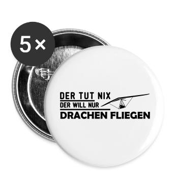 der will nur hängegleiten Geschenk - Buttons klein 25 mm (5er Pack) - Weiß - Vorne